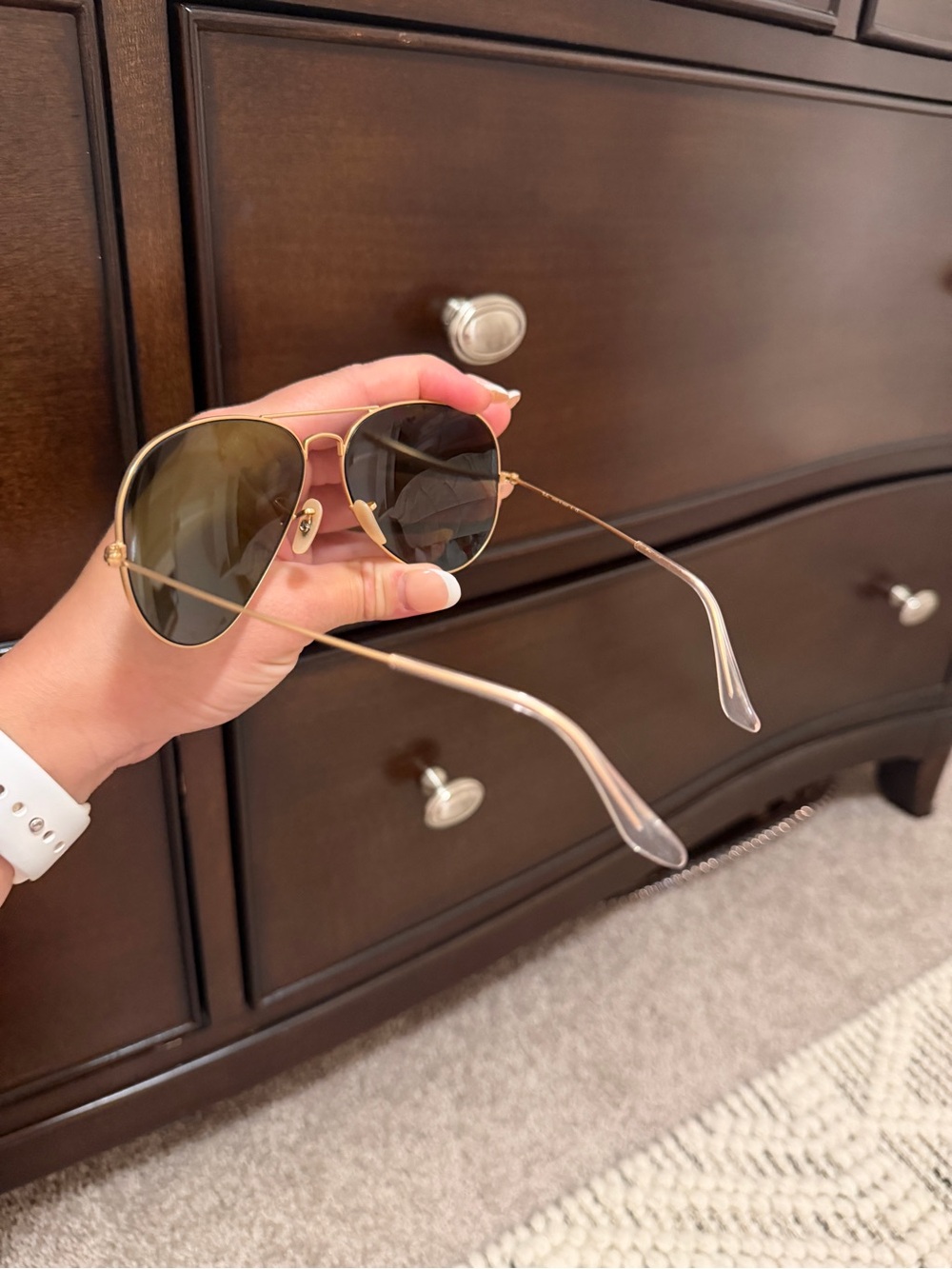 Blue Mirrored Ray Ban Aviator Sunglasses - Gold Frame - Picture 5 of 5